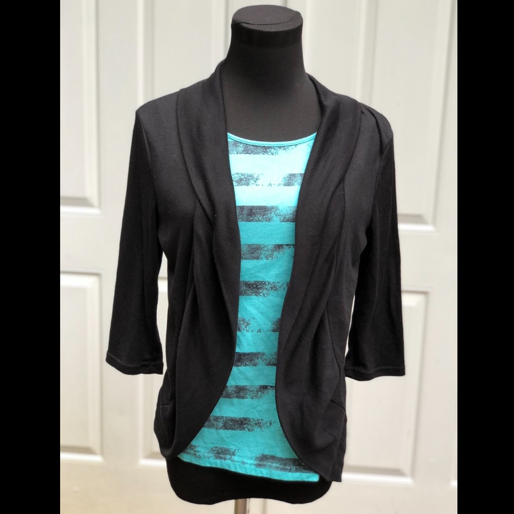 Mudd Blue and Black Striped Blazer Shirt